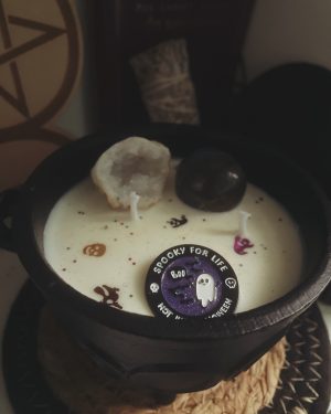 Bougie chaudron avec labradorite